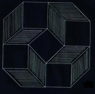 Impossible 3D hexagonal optical illusion shape